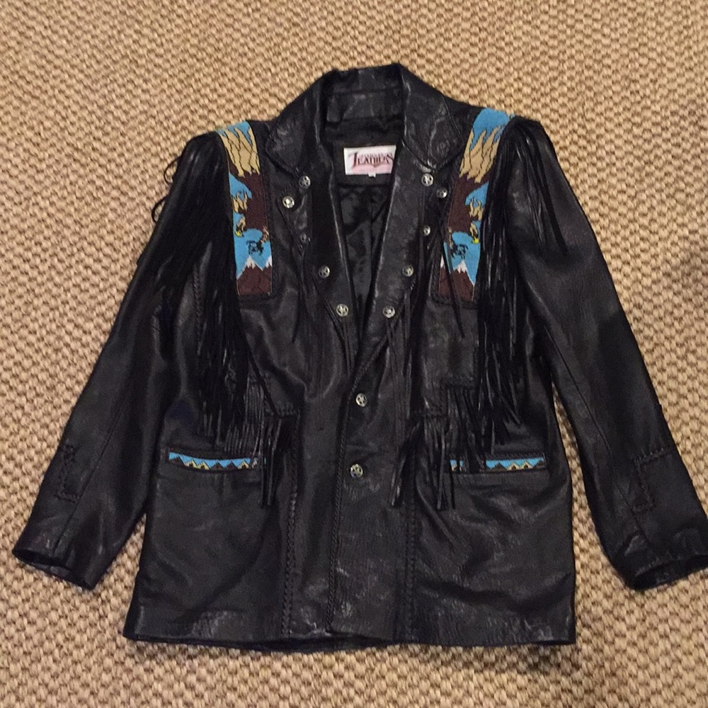 Diamond Leathers Leather Western Beaded jacket 46